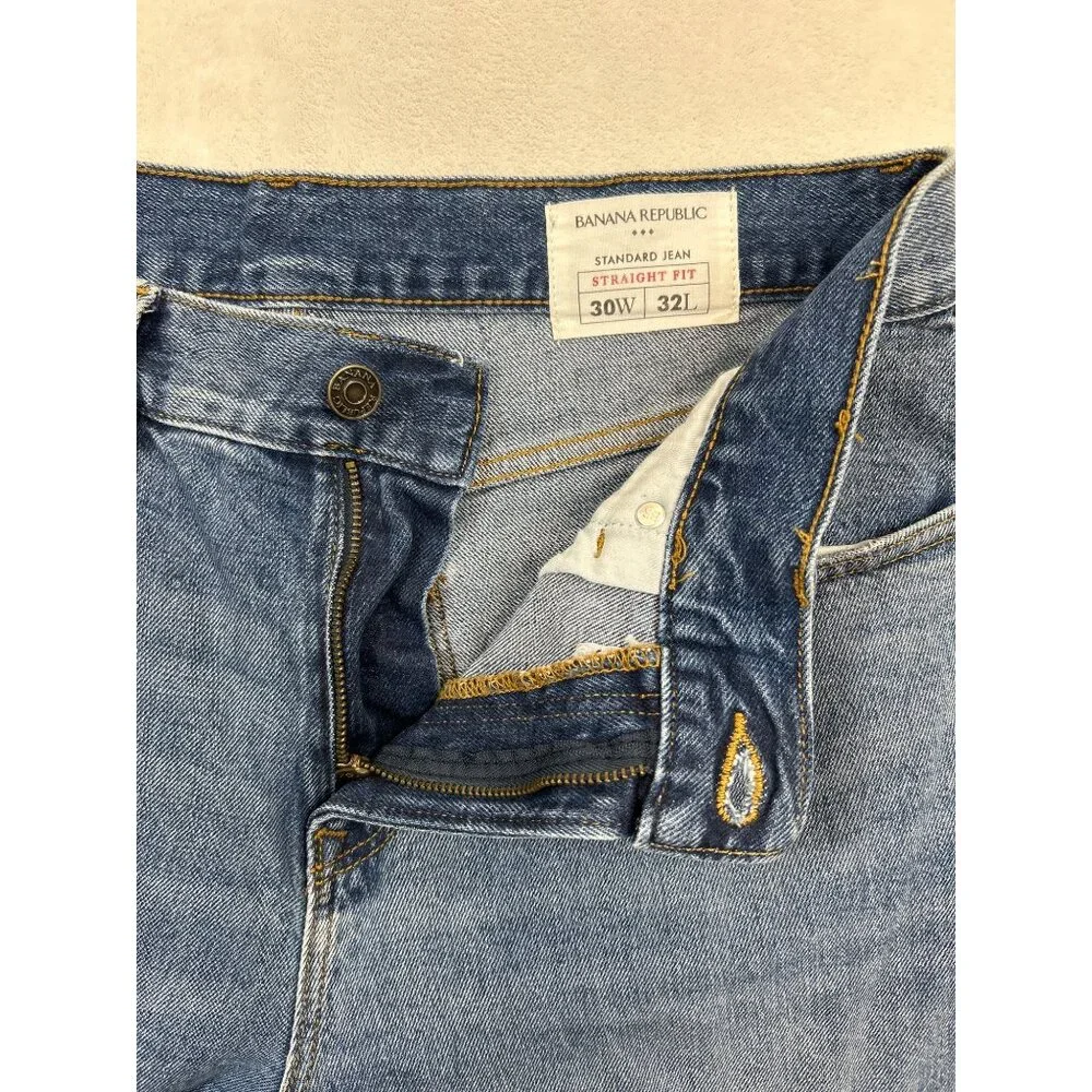 Banana Republic Jeans Mens 30x32 Denim Straight Fit Vintage‎ Blue Wash